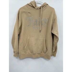 Juicy Couture Forever 21 Small Hoodie W Tan Rhinestone Logo Fleece Sweatshirt